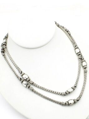 John Hardy Palu Sterling silver Station Hammered Necklace - 35”
